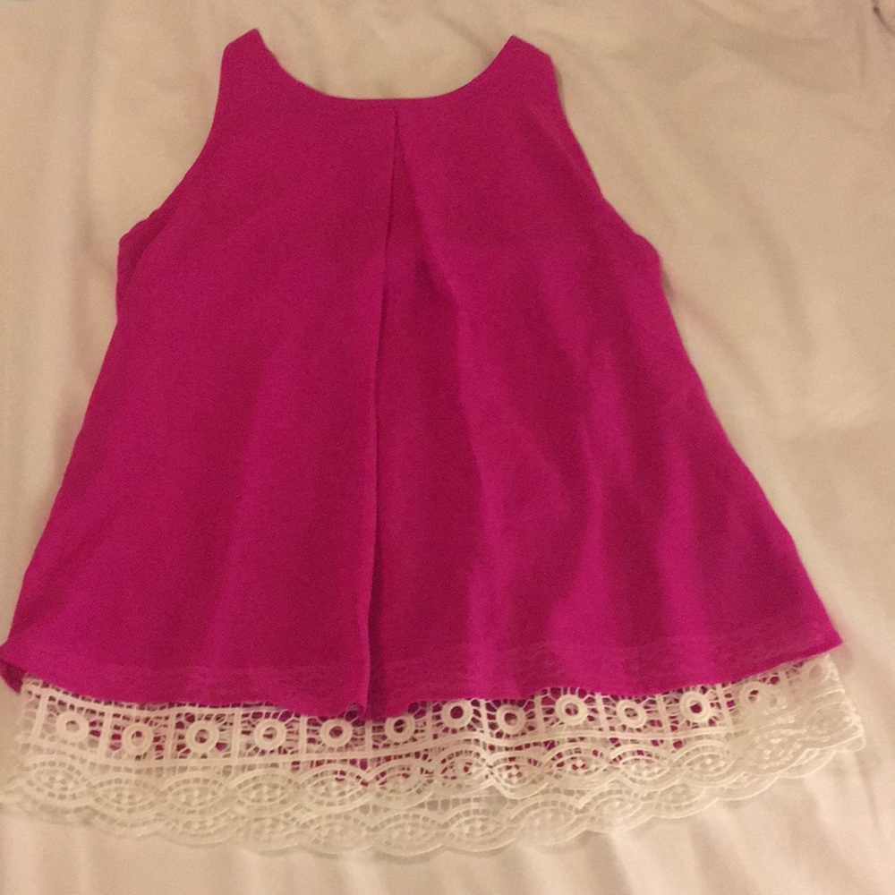 Girls hot pink fancy tank top.